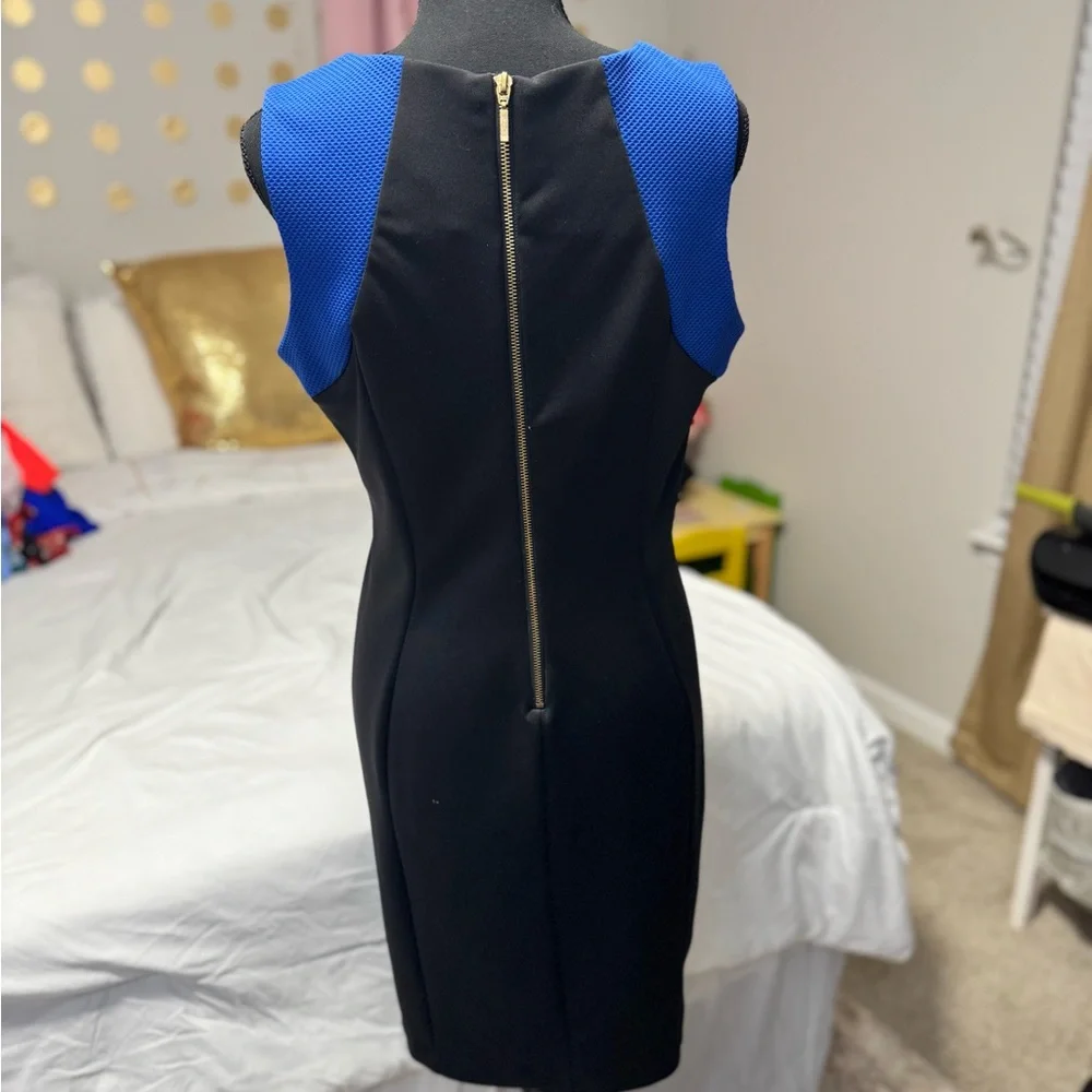Ronni Nicole Colorblock Sheath Dress Size 8 | Black White Blue Work Office - Picture 2 of 3